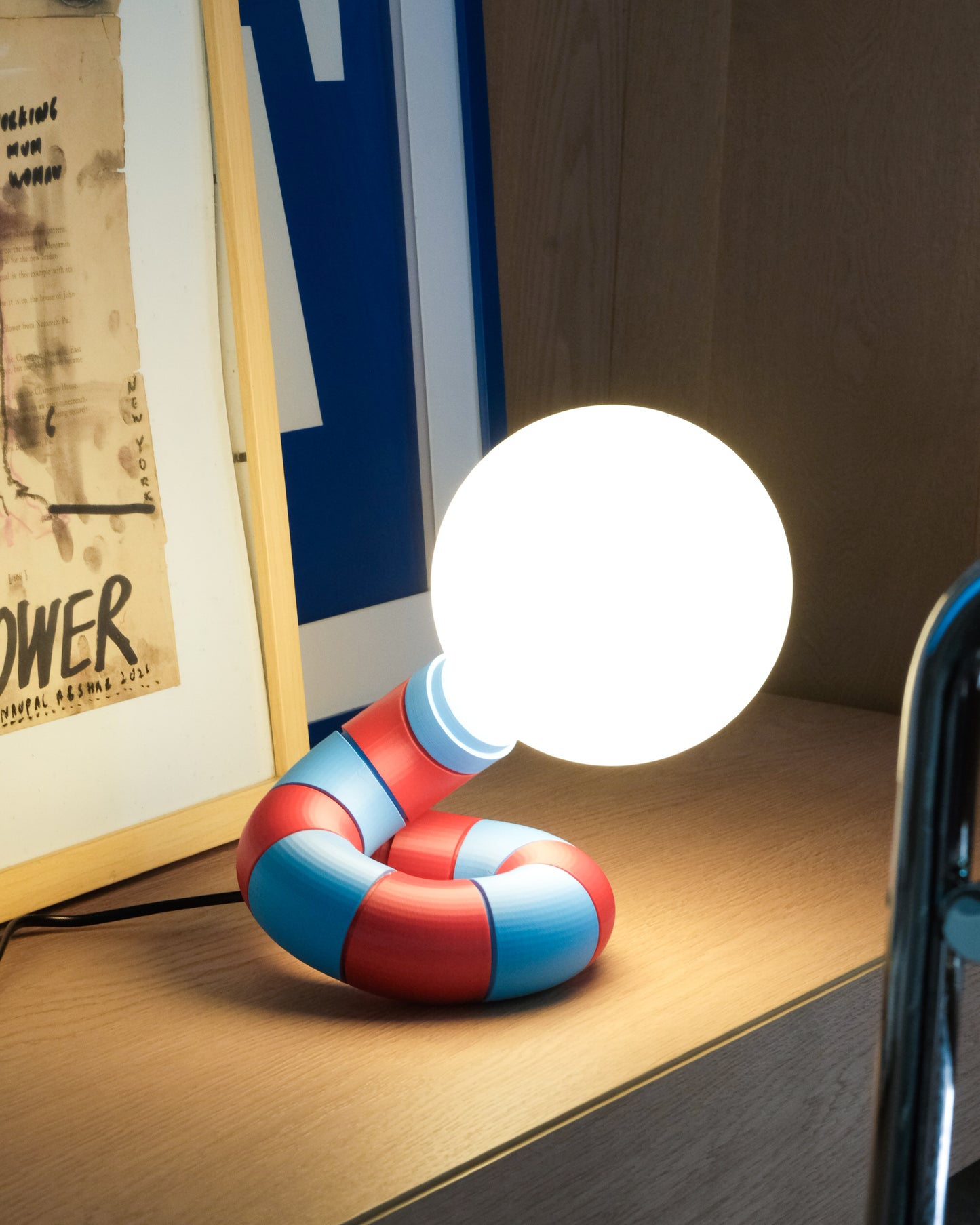 Tube Desk Lamp (Red & Blue)